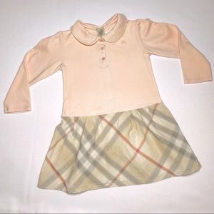 Burberry Pink Cotton long sleeve check skirt dress